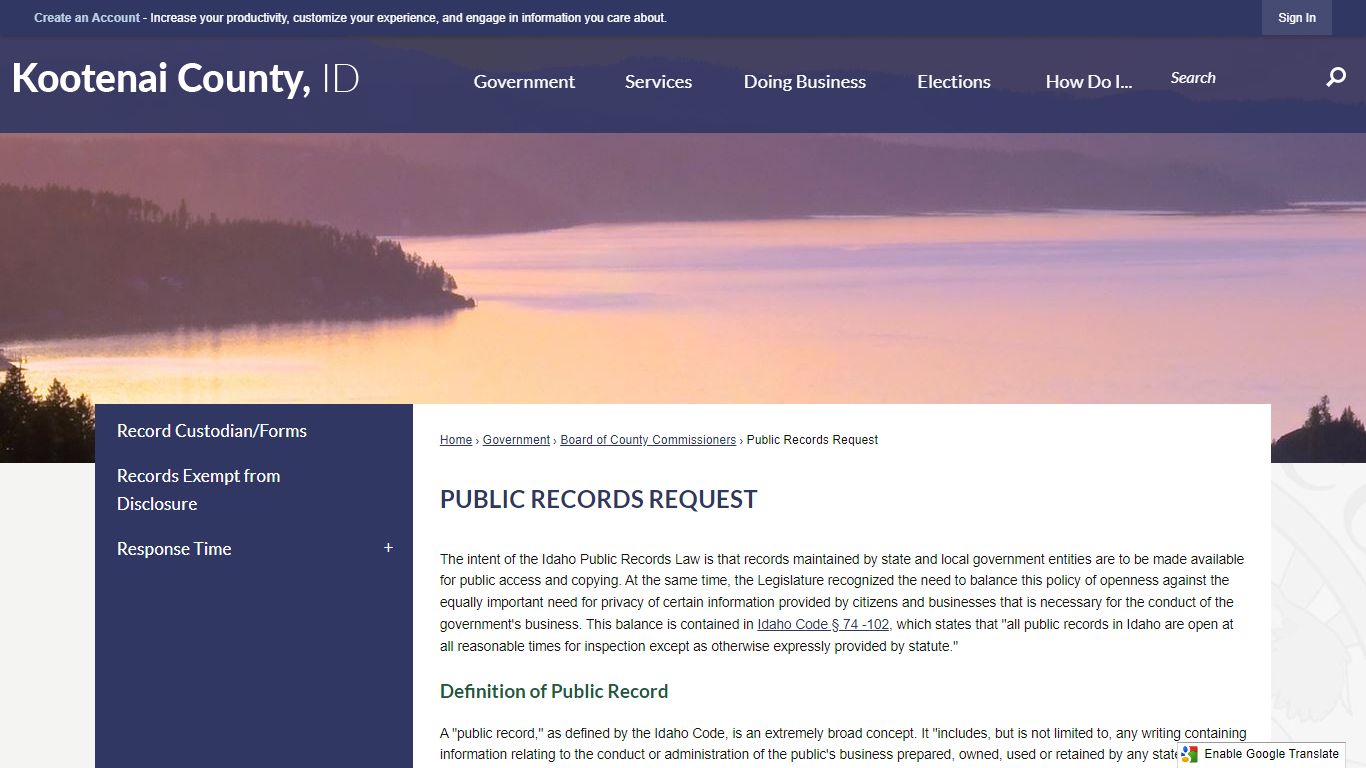 Public Records Request | Kootenai County, ID