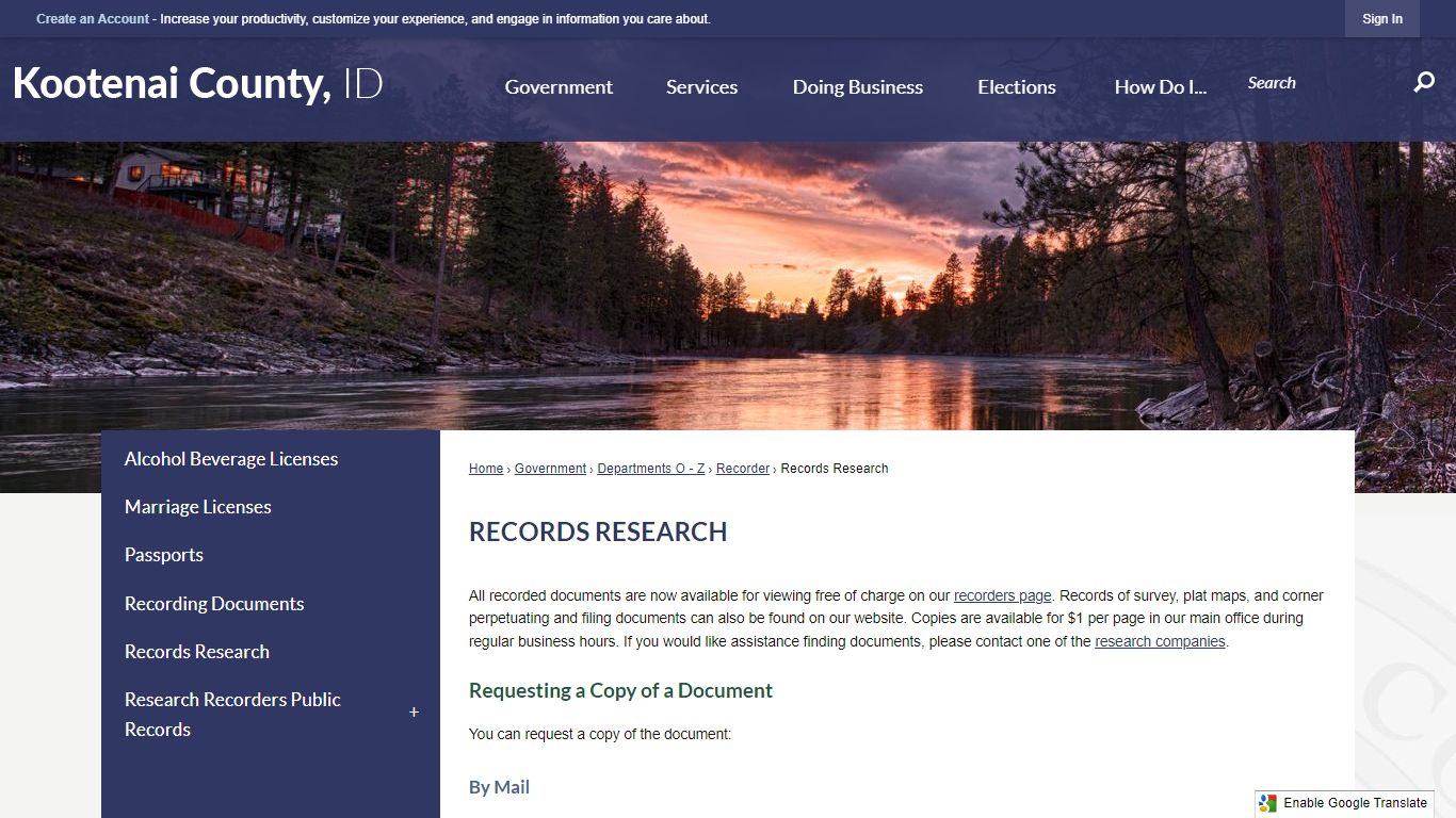 Records Research | Kootenai County, ID